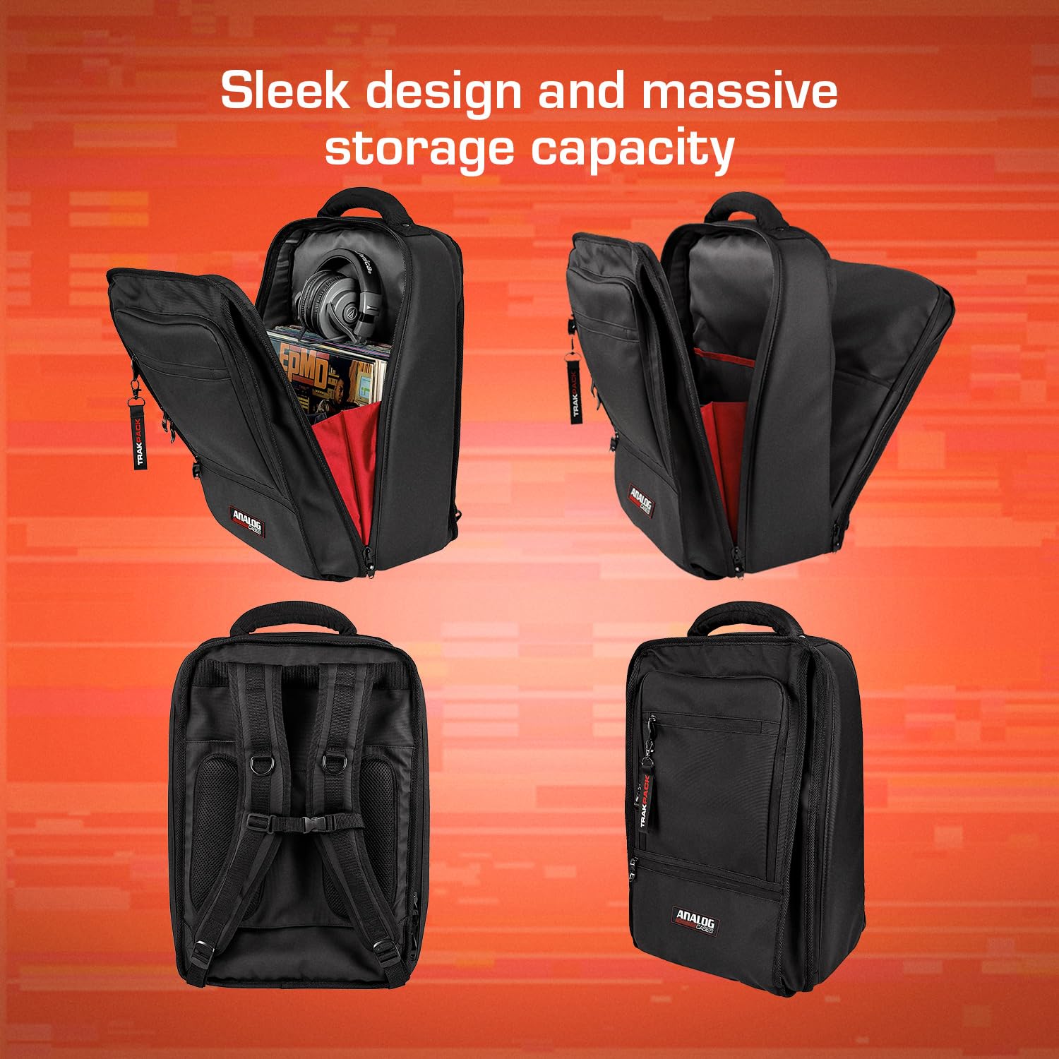 Analogue Cases TRAKPACK Backpack, plecak na sprzęt (solidny plecak transportowy dla producentów i DJ-ów, z 3 warstwami i 11 kieszeniami, odpowiedni dla MPC Live 2, Push 3 i innych)