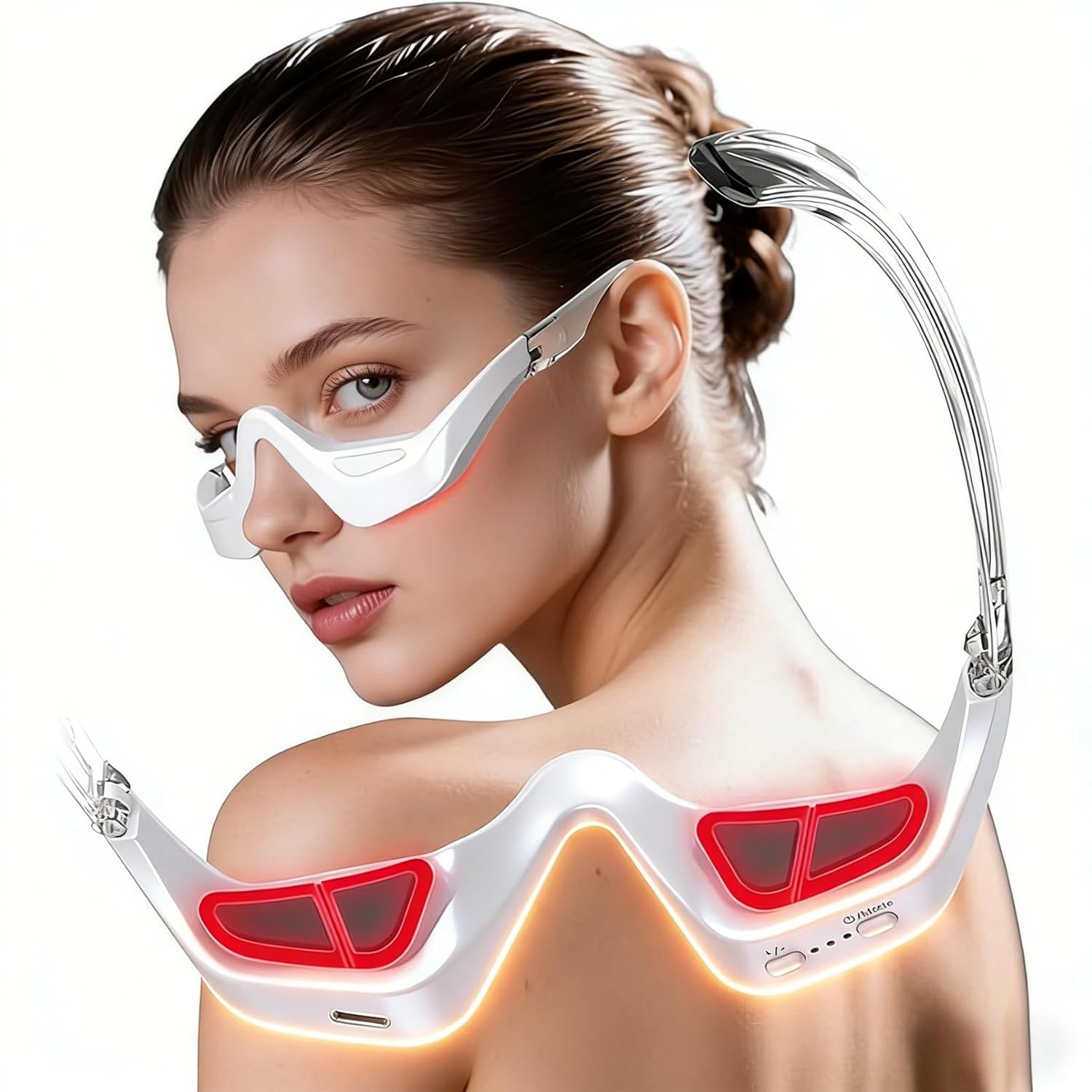 Under Eye Red Light Device - 3 Modes Red Light Under Eye Glasses Eye Massager for Under Eye