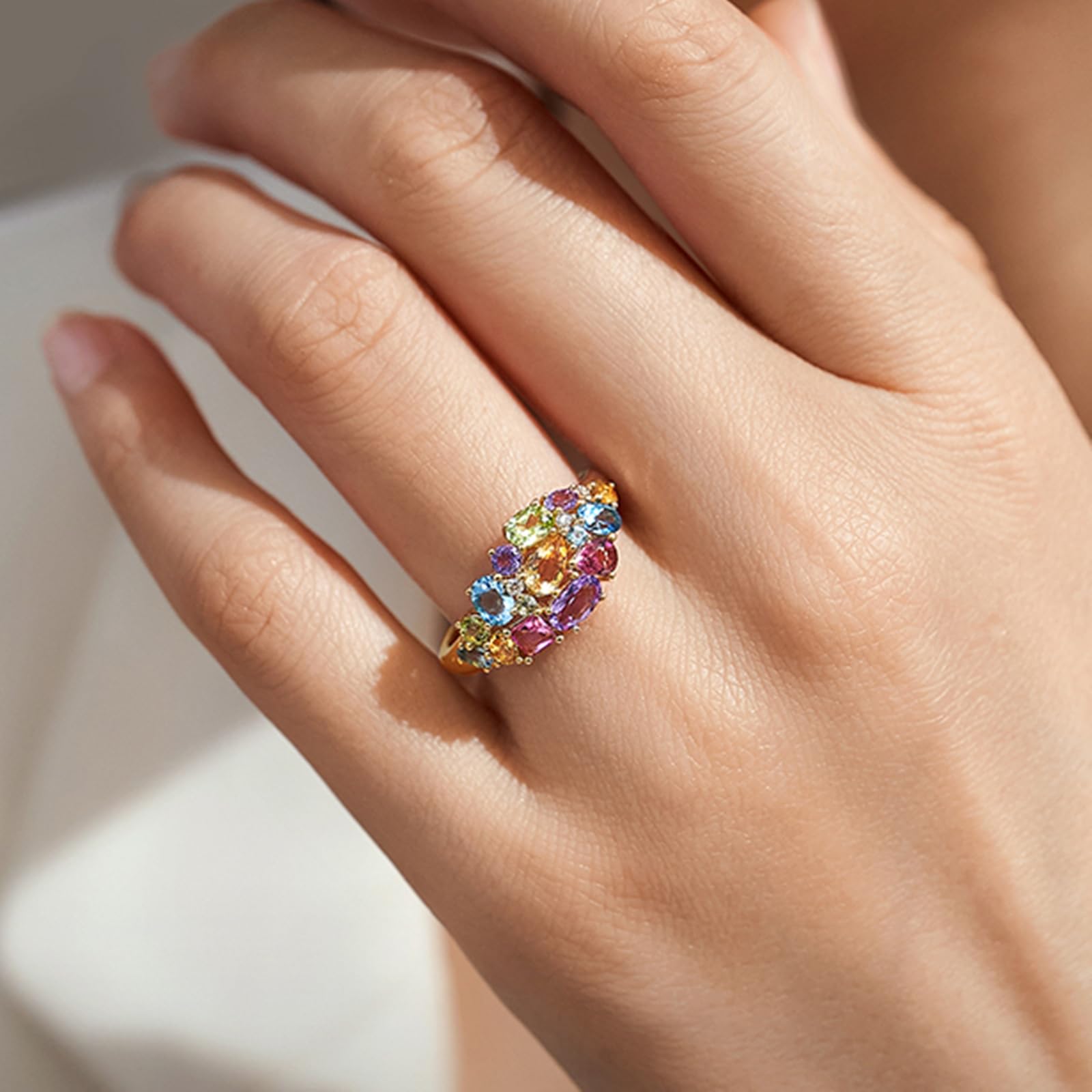 Obrączki ślubne, żółte złoto, pierścionek zaręczynowy, prawdziwe złoto, ametyst 1,6 ct, elegancki pierścionek ślubny dla kobiet