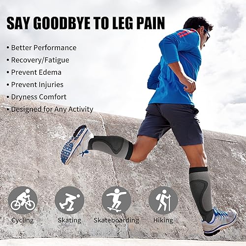 Miniatura 5 de COOVAN Calcetines de compresión para hombres y mujeres de 20 a 30 mmHg, medias de compresión altas para correr