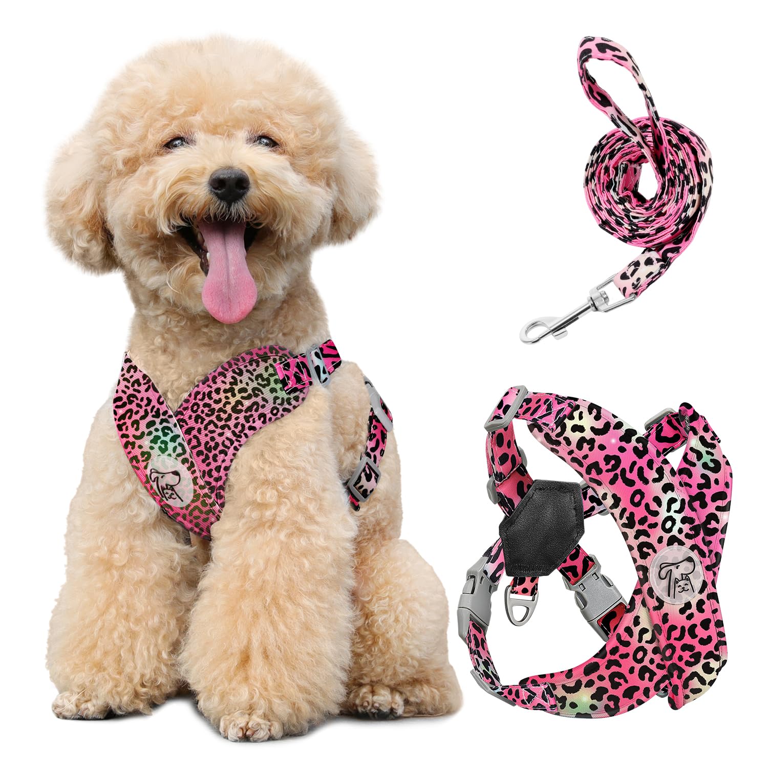 Pawaboo Small Dog Harness and Leash Set, Puppy Harness X-Frame No Pull No Choke