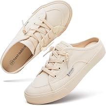 hash bubbie Womens Mules Slip on Sneakers Canvas Tennis Shoes | backless summer close toed sandals non slip on walking casual comfortable