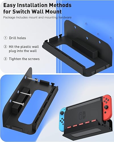 Miniatura 6 de ZAONOOL Soporte de pared para Nintendo Switch y Switch OLED, accesorios de soporte de estante de montaje en pared con 5 soportes para tarjetas de