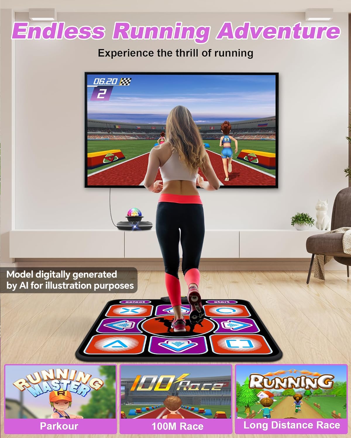 Tappetino da Ballo Singolo per TV, Elettronico con Controller Wireless, Antiscivolo per Bambini Adulti Regali per Ragazzi e Ragazze (Nero Rosso)