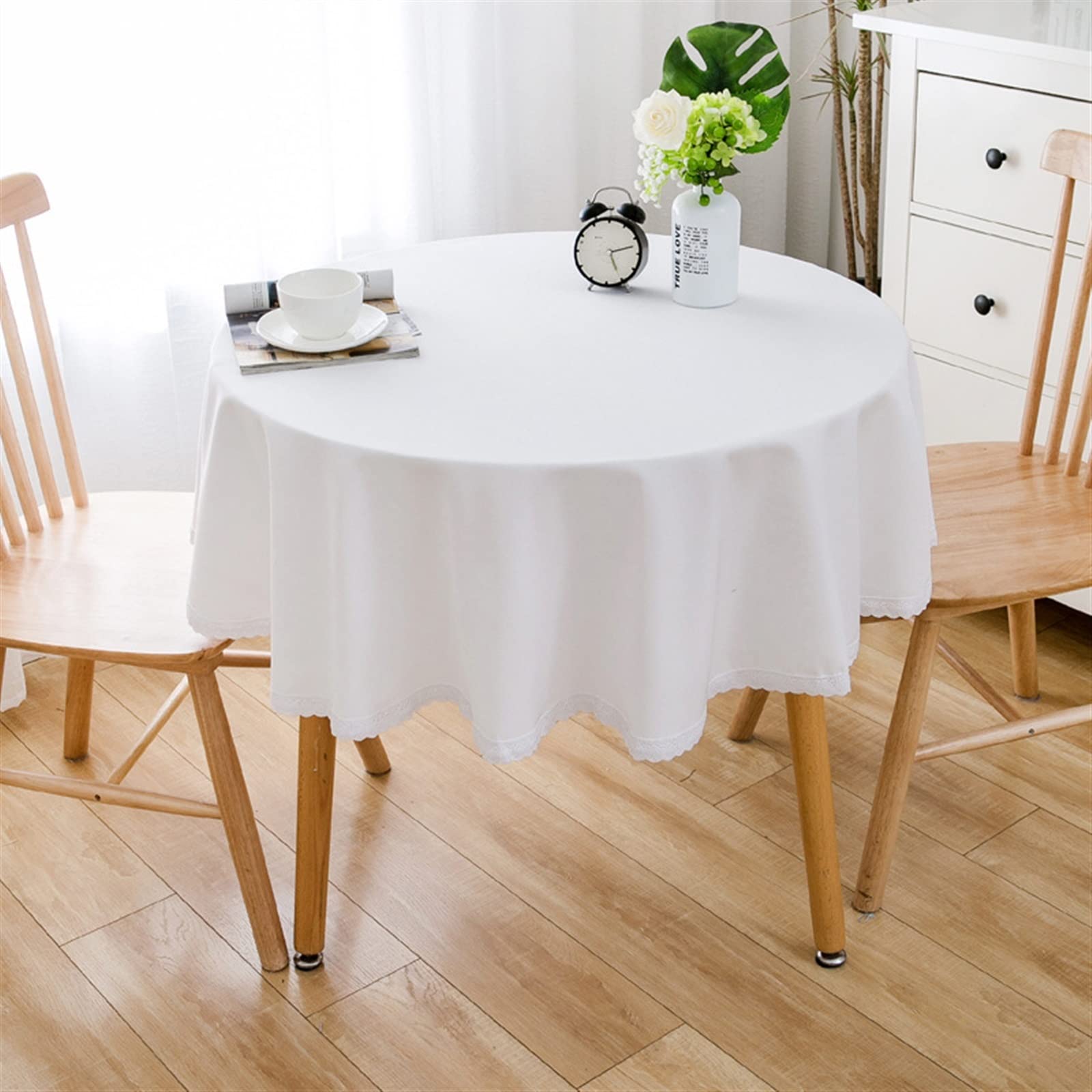 Nappe ronde anti-tache coton lin 220 cm : finis les repas stressants