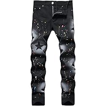 Pantalones de mezclilla ajustados estampados casuales para hombres Pantalones de mezclilla flacos