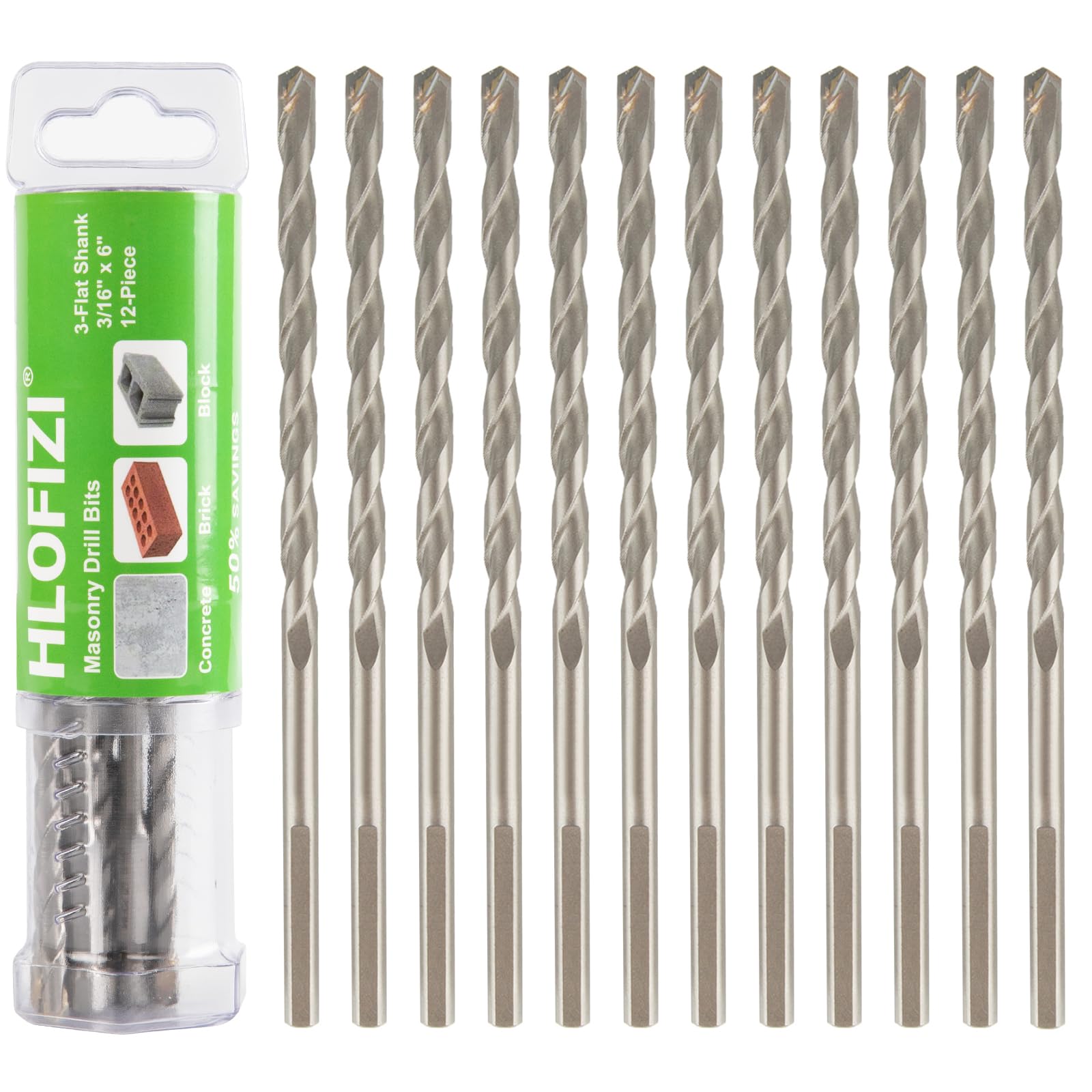 Masonry Drill Bits - 12 Pack for Concrete & Stone -6