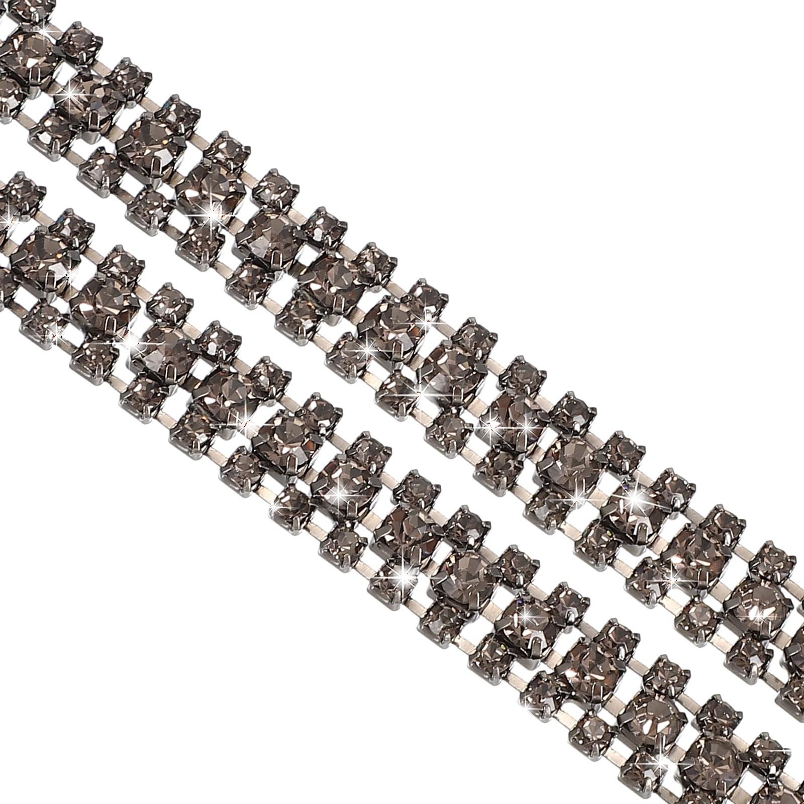 Tiras de diamantes de imitación grises con brillo cristalino de 9 mm para costura elegante