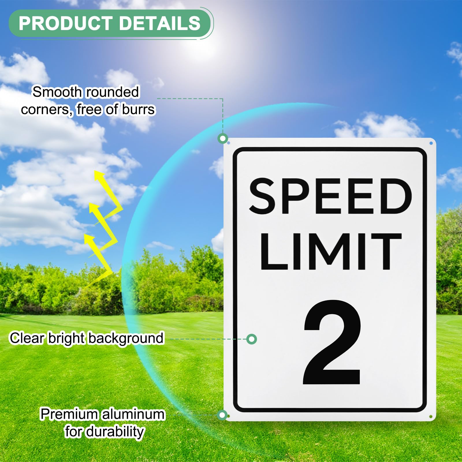 M METERXITY 2-Pack Speed Limit 2 MPH Sign - Image 2