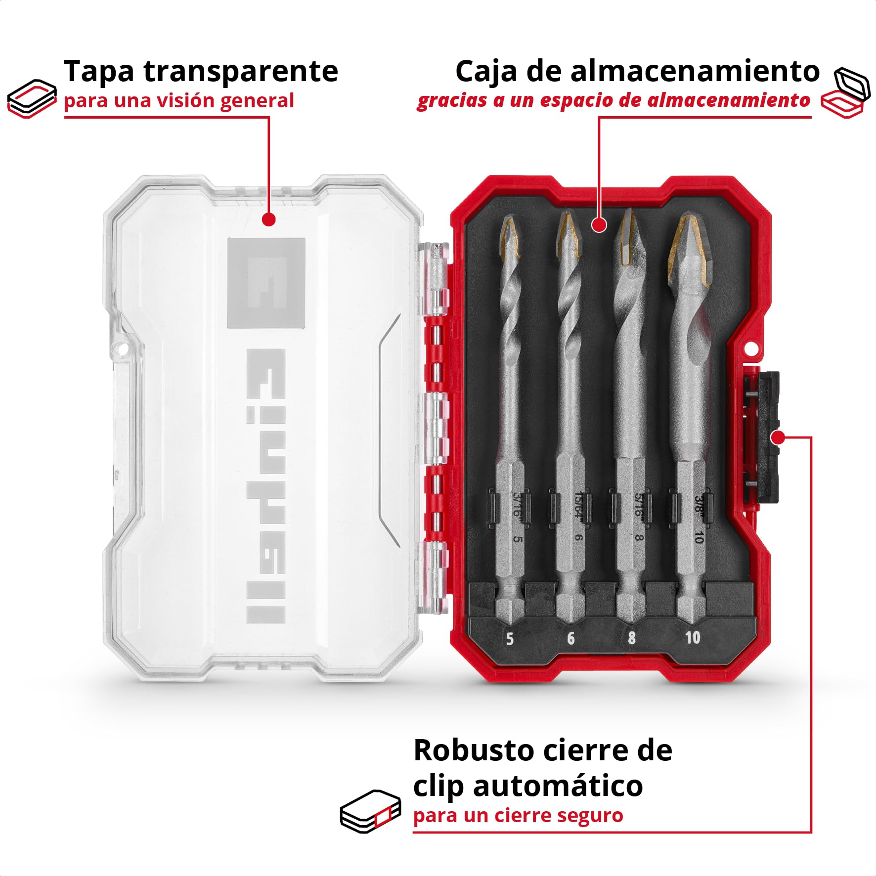 Juego de 4 brocas de porcelanico surtidas.