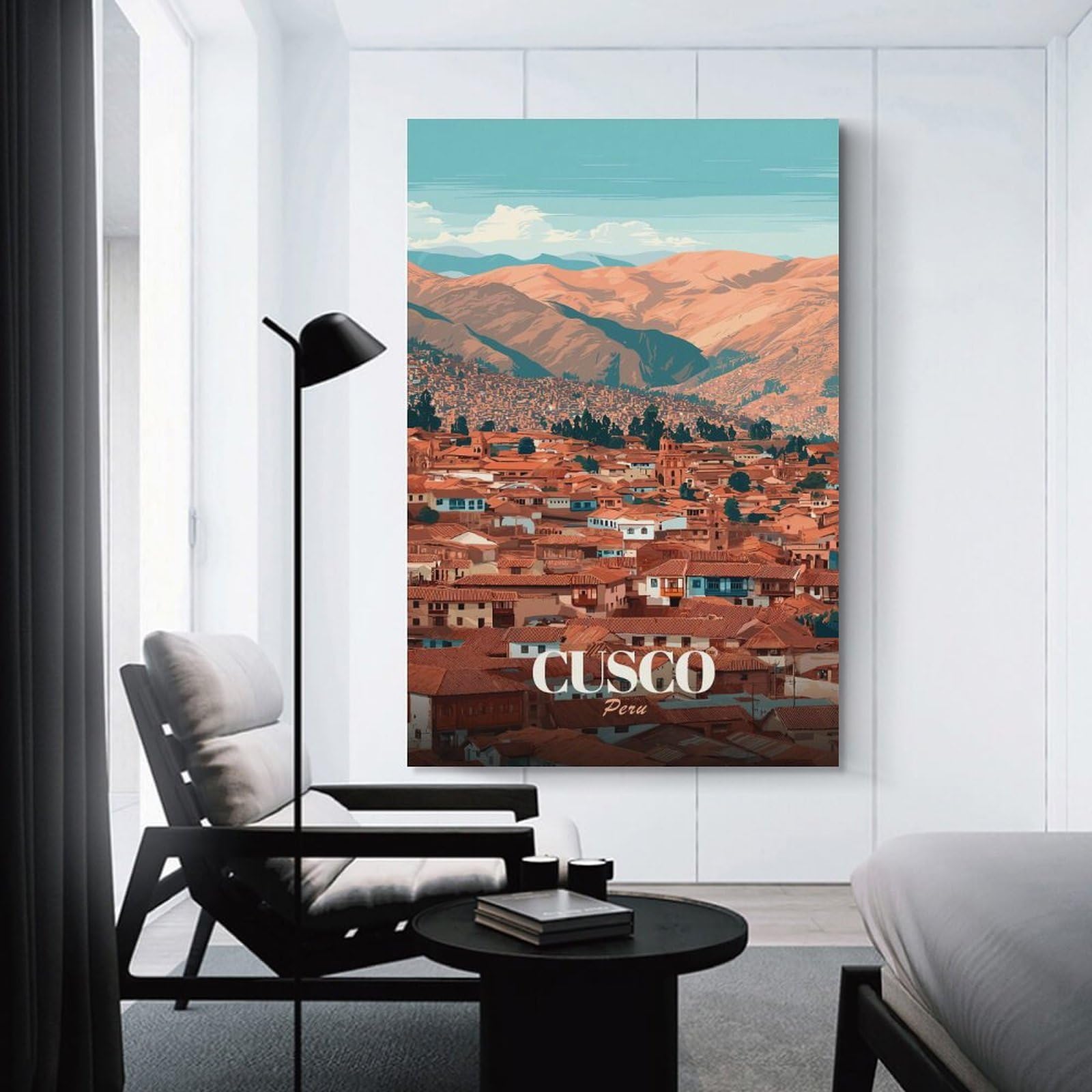 Junmoney Cusco Peru Cityscape Hanging Wall Art 24x36inch(60x90cm), for Bedroom Walls, Guest Spaces Or Lounges, An Easy Wall Refresh for Bedrooms