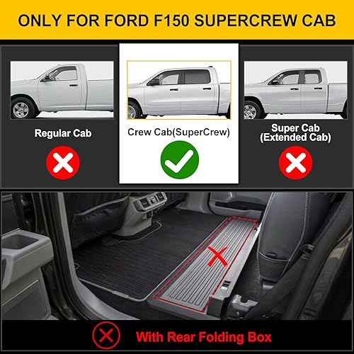 Miniatura 5 de AOMSAZTO Alfombrillas para Ford F150F150 Lightning SuperCrew Cab 2015-2024, protección para todo tipo de clima, juego completo de revestimientos de