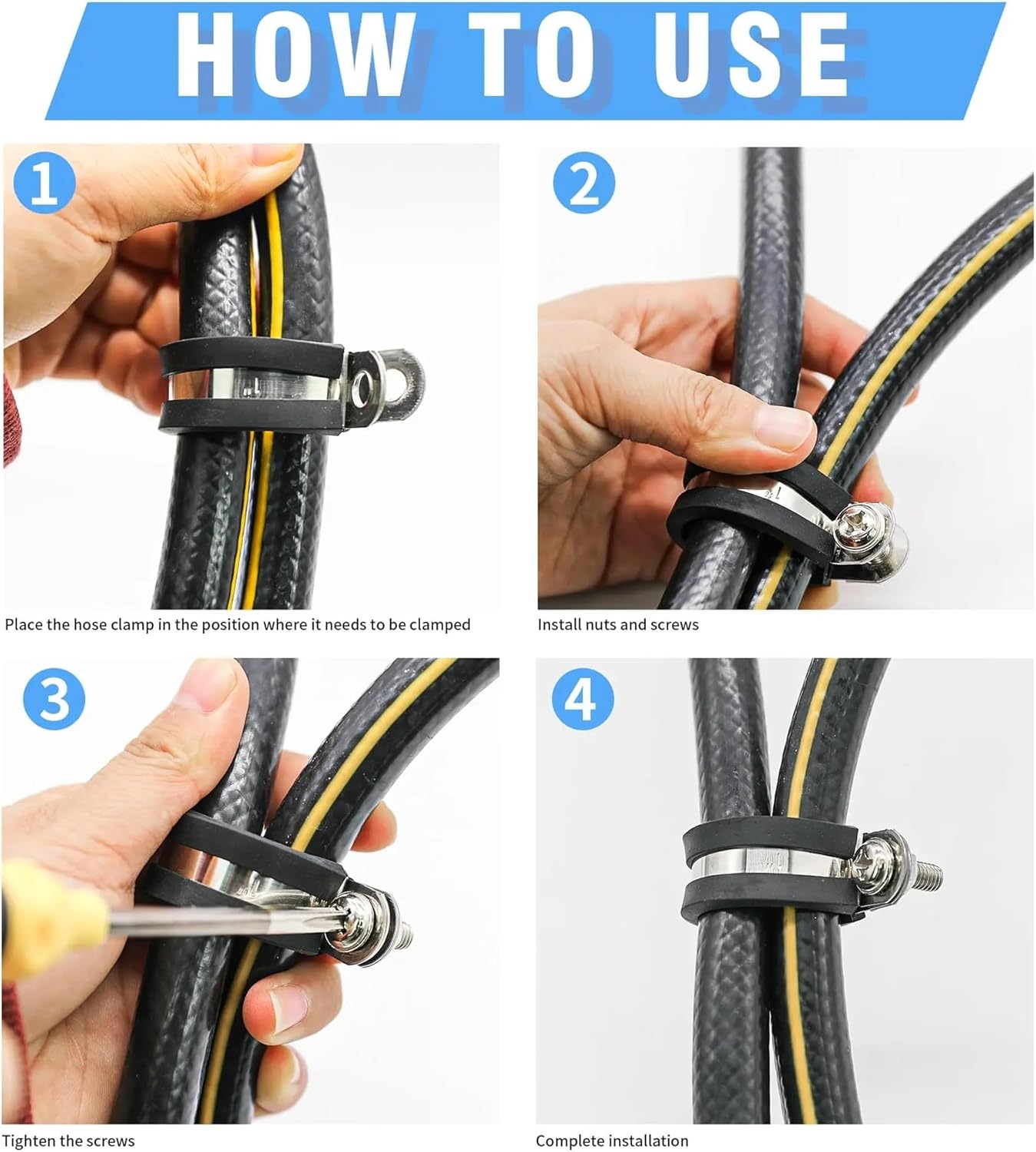 12/24/36Pcs Metal P Clips Rubber Lined Wiring Hose Pipe Clamp Brake Gas Line Pipe Fixing Clamp(36pcs 6mm)