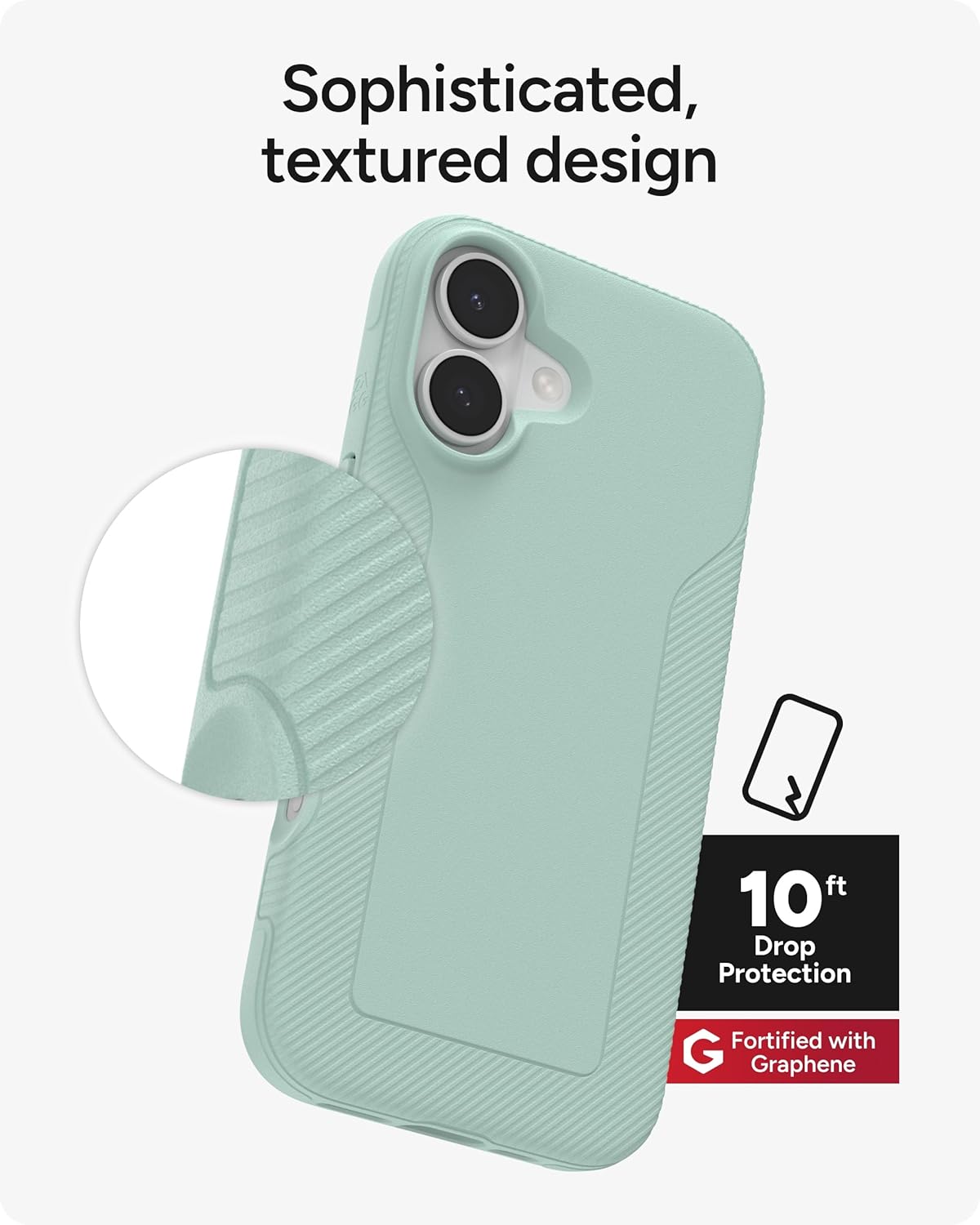 ZAGG Luxe Snap Phone Case for iPhone 17 - Green Serene Mint, Durable Graphene for Drop Protection (10ft/3m), Slim Lightweight Design, MagSafe Compatible