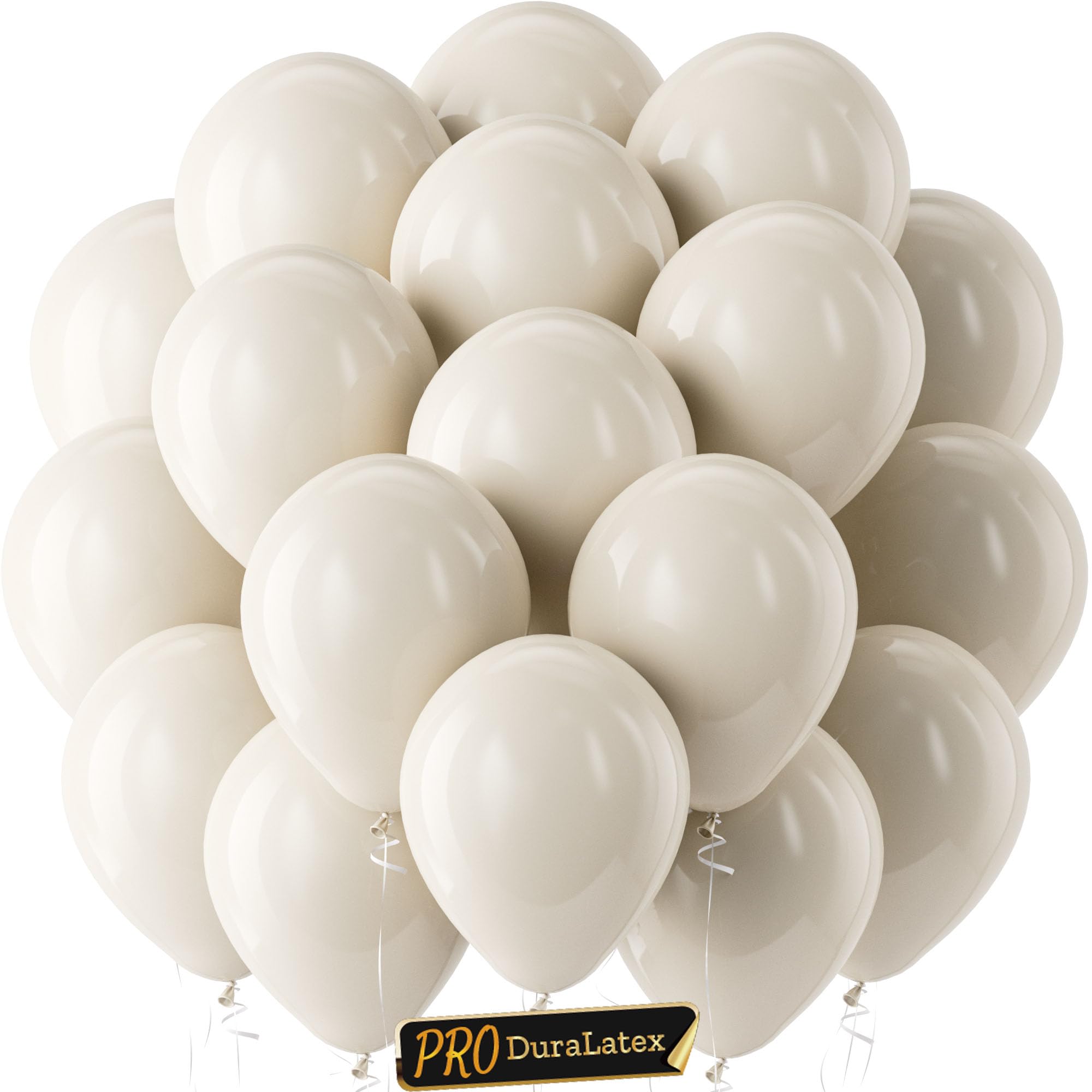 Bezente Pro Duralatex White Sand Extra-Thick Balloons 120 Pack 10 inch