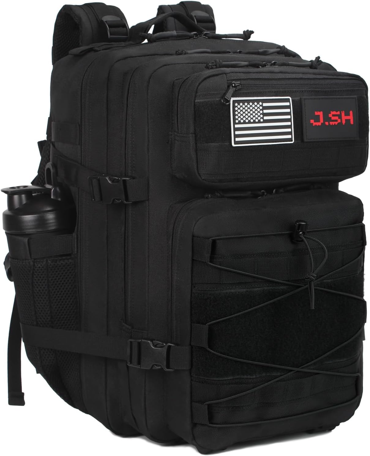 J.SH Daily Military Tactical Backpack for Men, EDC MOLLE Backpack, 900D Oxford Nylon, 2-Day Assault Rucking Pack, Portable Tactical Gear for Outdoor Hiking,Gym, Rugged Survival&Bug Out Bag - 35L Black