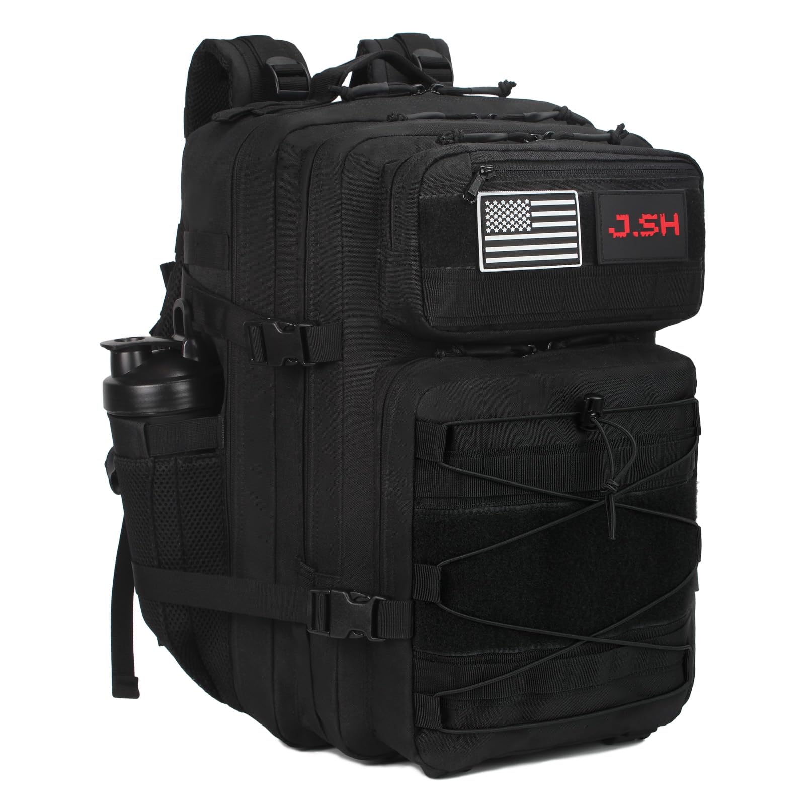 J.SH Daily Military Tactical Backpack for Men, EDC MOLLE Backpack, 900D Oxford Nylon, 2-Day Assault Rucking Pack, Portable Tactical Gear for Outdoor Hiking,Gym, Rugged Survival&Bug Out Bag - 35L Black