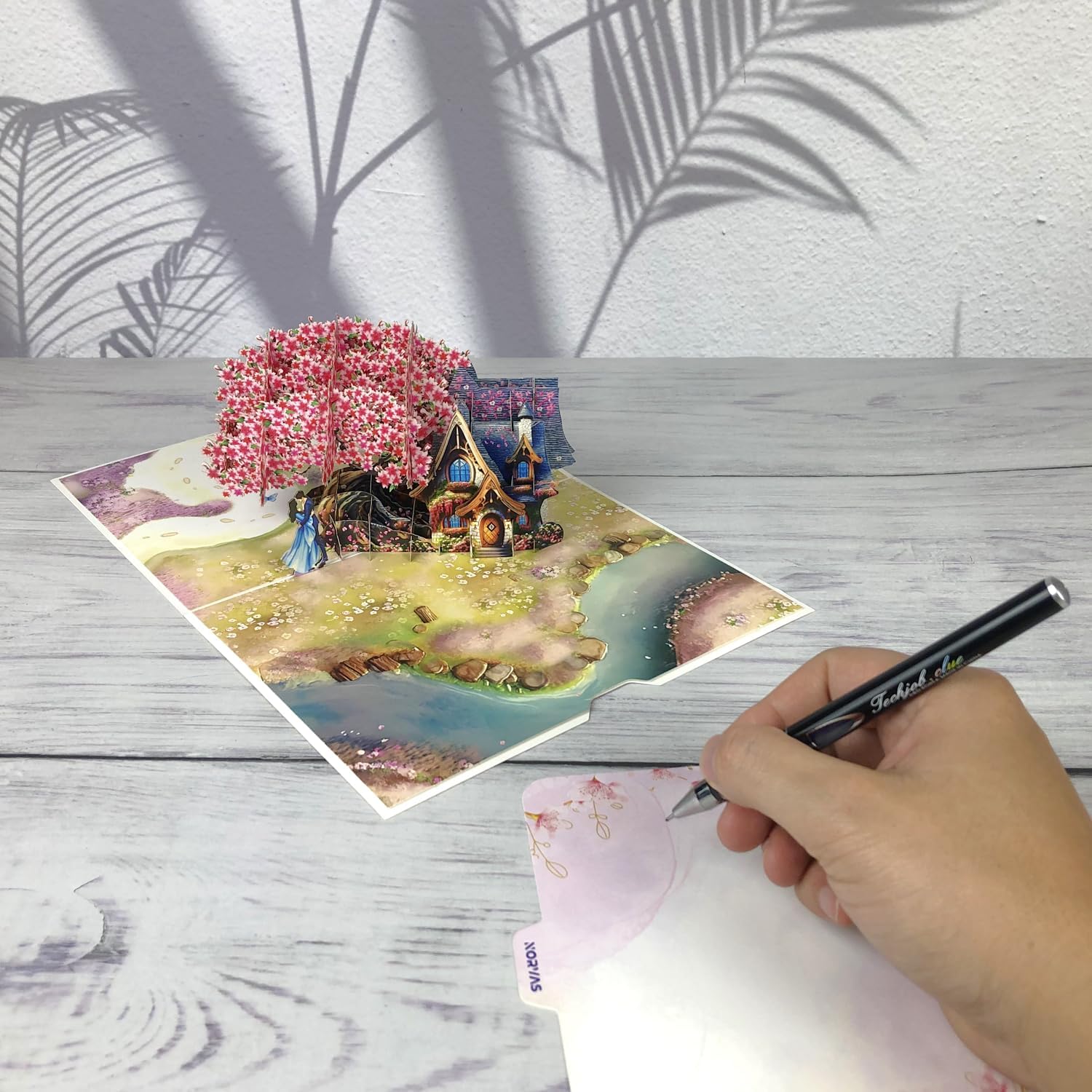 Anniversary Card – Enchanting 3D Pop-Up Love Cottage with Couple Under Cherry Blossom | Romantic Gift for Wife, Husband, or Partner | Valentine’s Day & Mother’s Day Card for Wife (6"x8") - Image 2