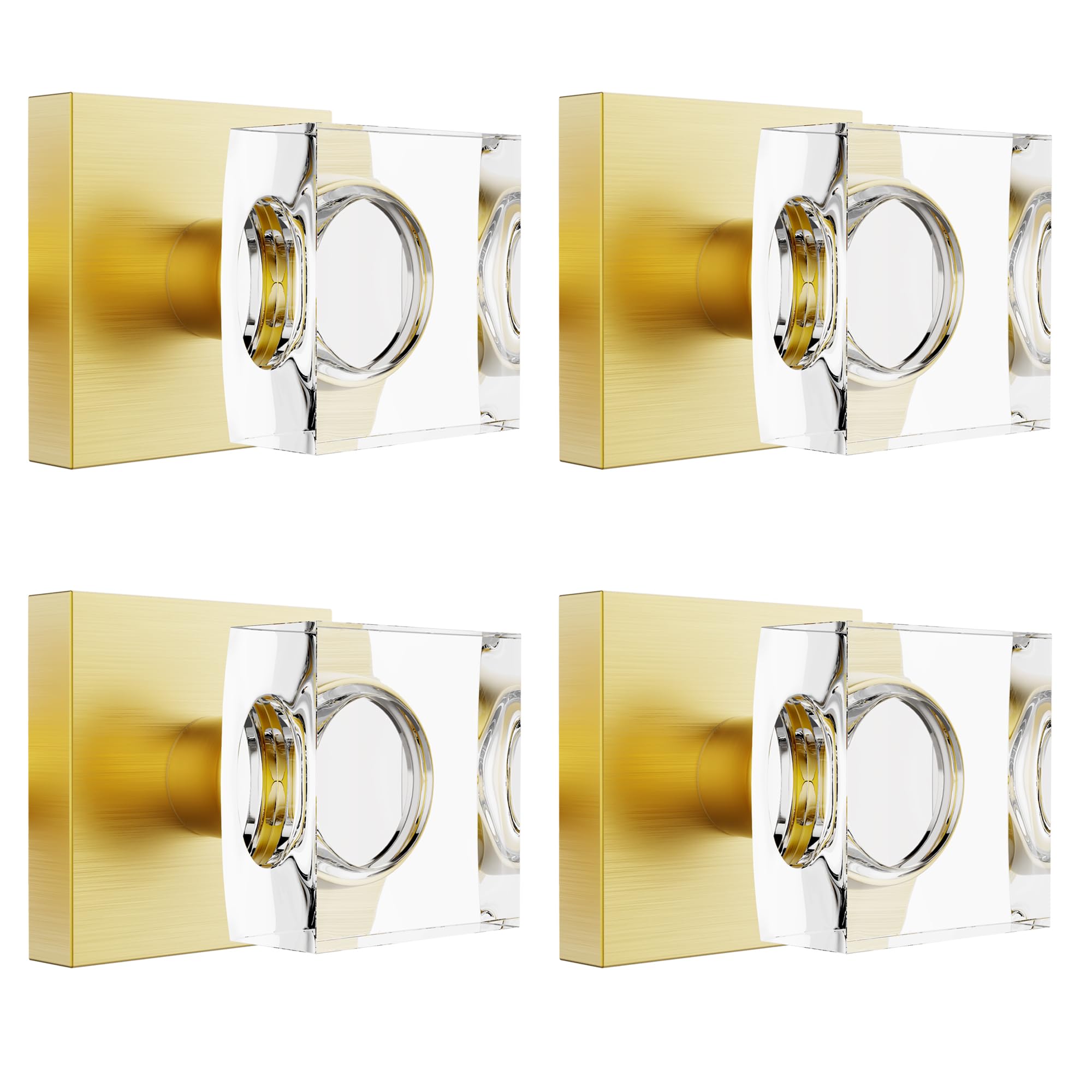 Brushed Gold Door Knobs - Crystal & Modern Design -7