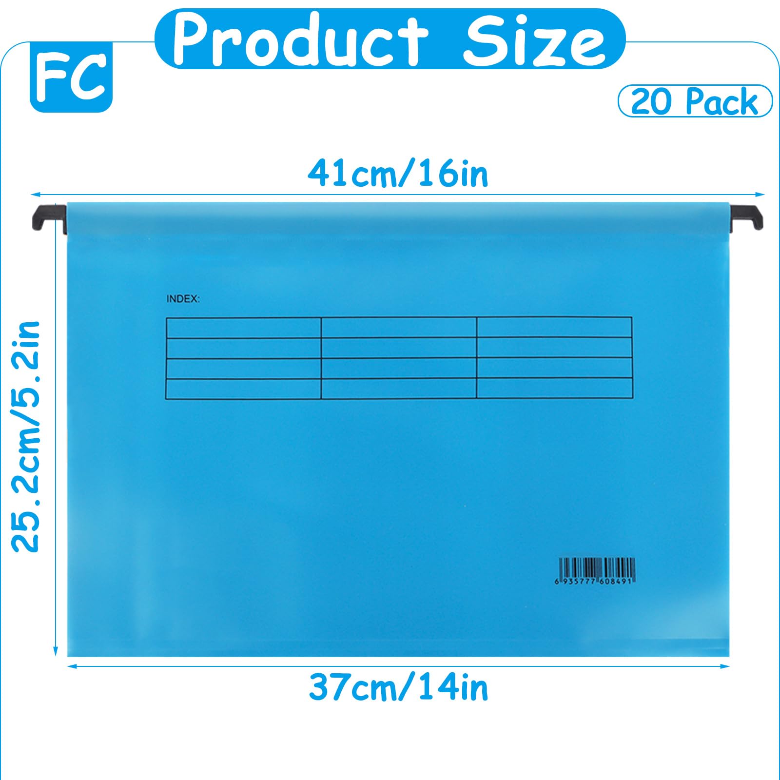 AKOLAFE 20 Pack A4 Filing Cabinet Suspension Files Hevy Duty 40cm Filing Cabinet Dividers A4 Foolscap Blue Hanging Files with Tabs and Inserts for Office, Home and School - Image 2