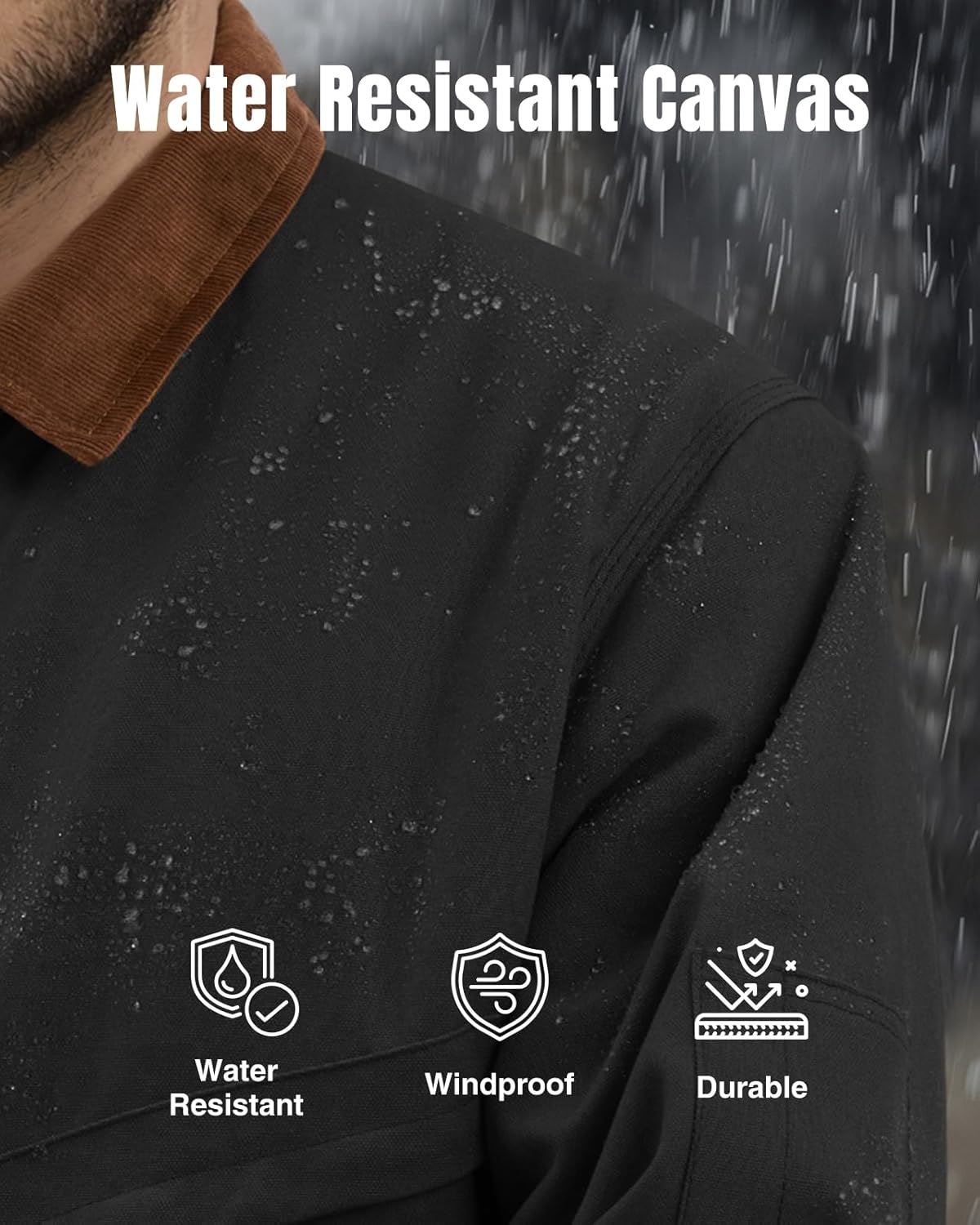 HISEA Insulated Coveralls for Men, Winter Water Resistant Work Coveralls, Loose Fit Utility Canvas Jumpsuit for Cold Weather - Image 4