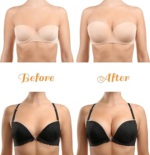 Miniatura 3 de SATINIOR 4 pares de insertos de brasier de silicona para realzar los senos, añaden 2 tazas transpirables, antideslizantes, impermeables,