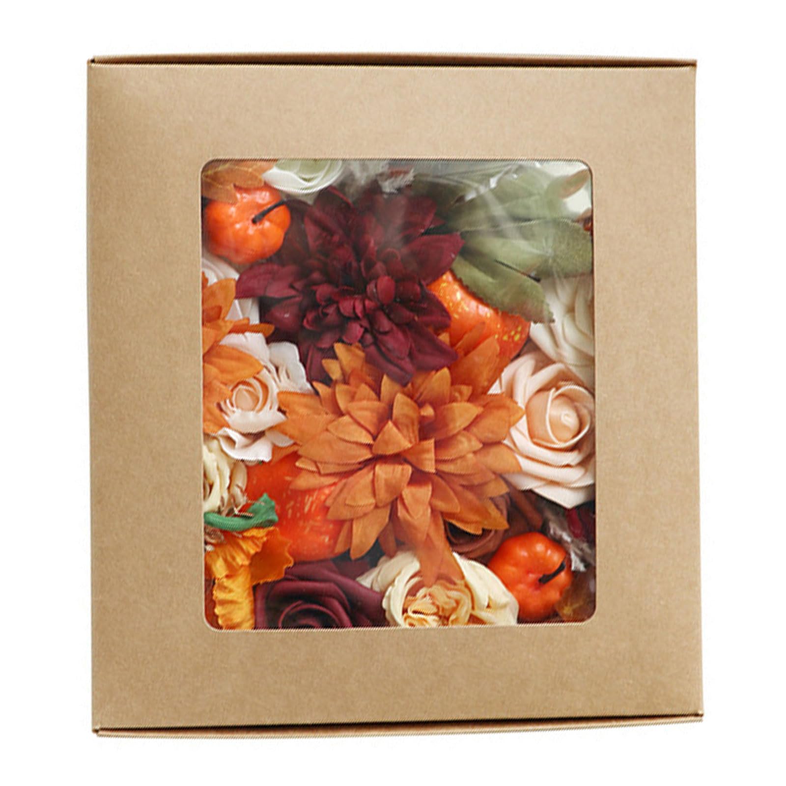 Elnwnnkc Silk Flowers Box Fake Flowers Leaves with Floral Arrangement for Wedding Bouquet and Parties Wedding Decorations