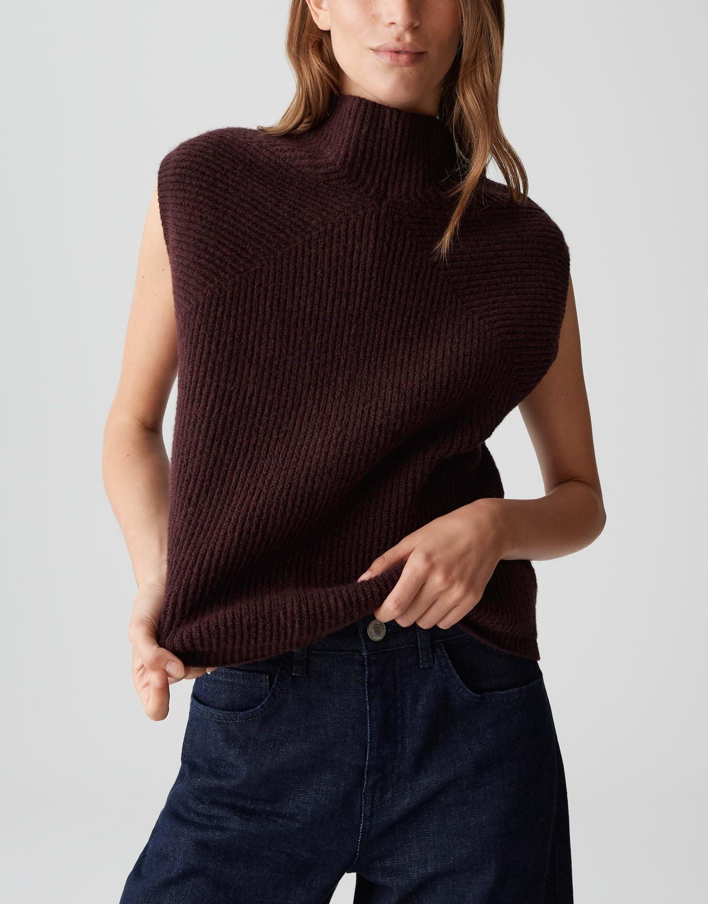 OPUS Damen Pullunder | PASILLA Regular Strickpullunder aus BCI Cotton Mix