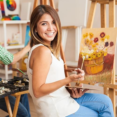 Miniatura 7 de Cunhill Juego de 10 pinceles dorados para mezclar pelo de cabra y fregona, cepillo de pintura de hojas doradas, 10 tipos de copos de lámina metálica