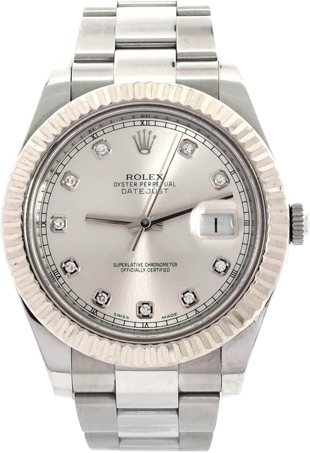 Pre-Loved Oyster Perpetual Datejust II Automatic Watch Stainless Steel and White Gold with Diamond Markers 41 - Image 1 of 5