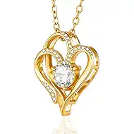 Dainty Double Heart Pendant Necklace, 14K Gold Plated Cubic Zirconia Adjustable Collarbone Chain, Elegant Minimalist for Women