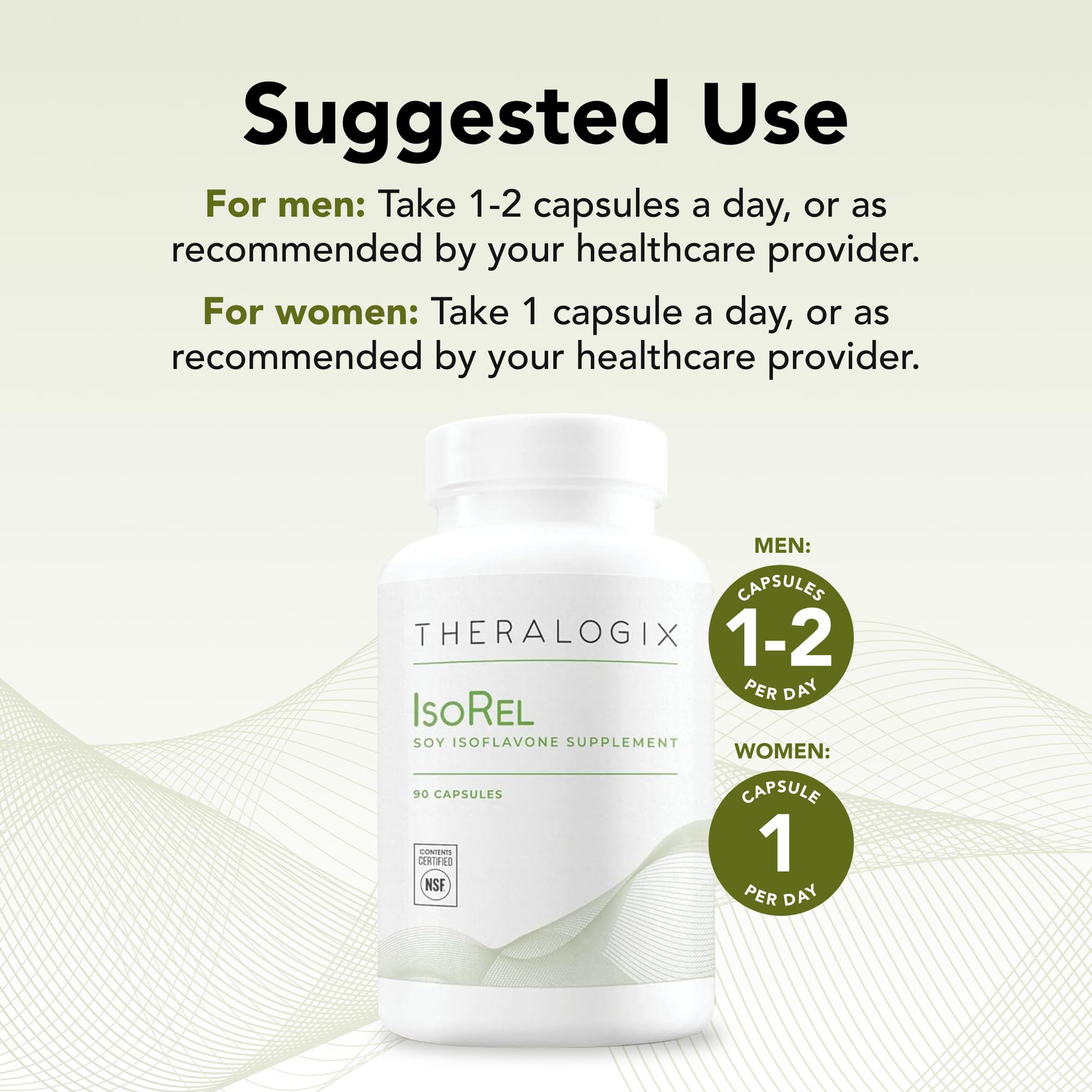 Theralogix IsoRel Whole Soybean Extract Supplement - 90-Day Supply - Menopause Support to Aid Hot Flashes - Prostate Health Support for Men - NSF Certified - 90 Capsules — Amazon image 4