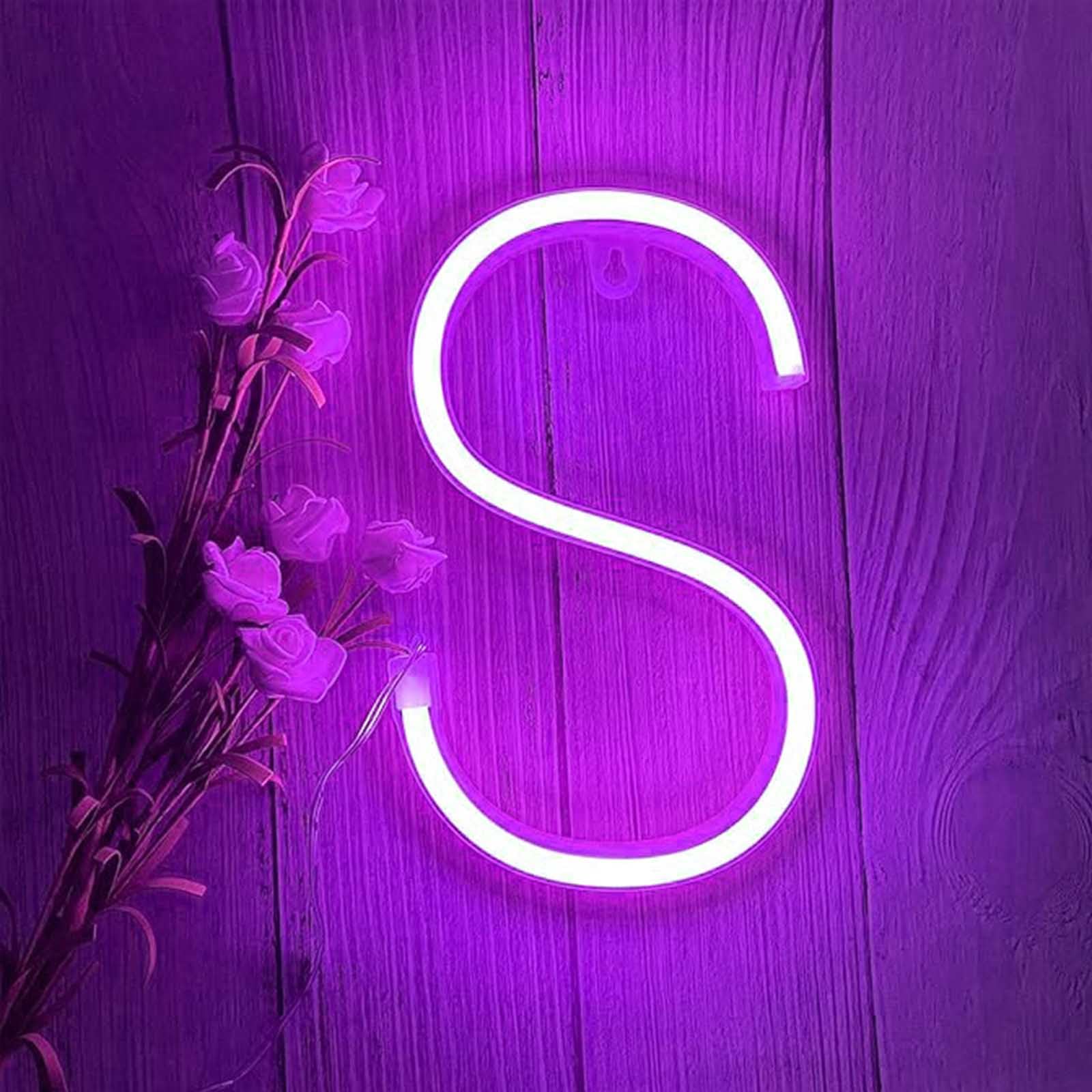 Purple LED Neon Sign with USB/Battery Option - Personalized Letter Lights for Wedding Decor TikTok Videos Shop Displays Dorm Room Aesthetic and Night Photography(Letters S) — image 1