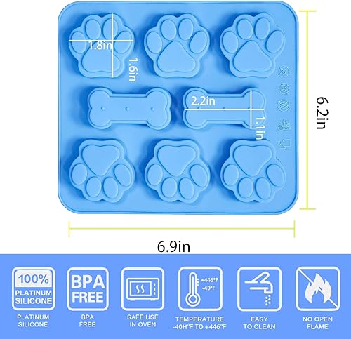 Miniatura 2 de 4 moldes de silicona para cachorros, molde para patas y huesos de perro, molde para cubitos de hielo, gelatina, galletas, chocolate, molde para