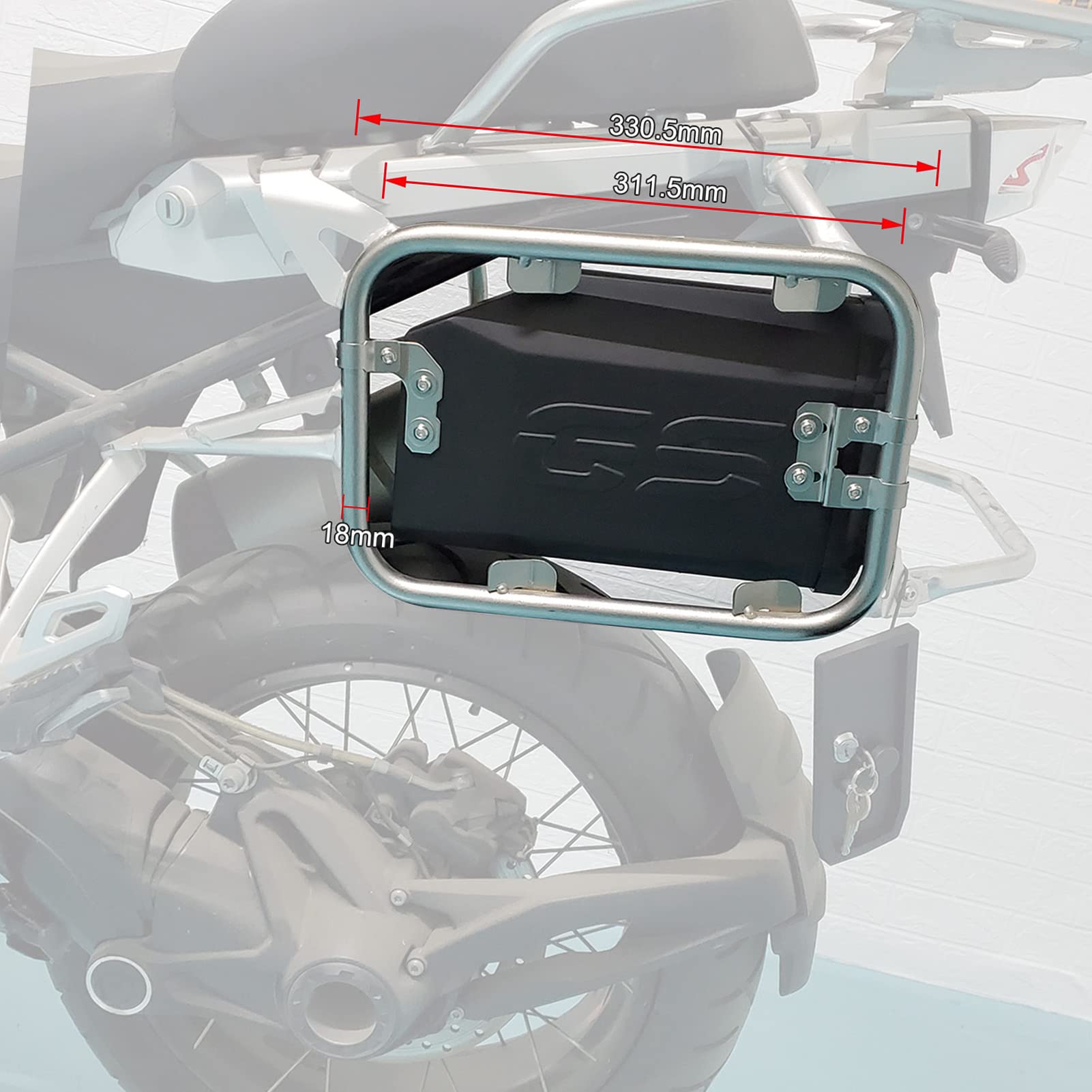 ACAGALA Cassetta degli Attrezzi Moto Supporto Laterale Sinistro con Ricambio PP Compatibile con BMW R1200GS LC & Adventure 20008-2018, R1250GS 2019 +, Compatibile con Benelli TRK502 2016-2019