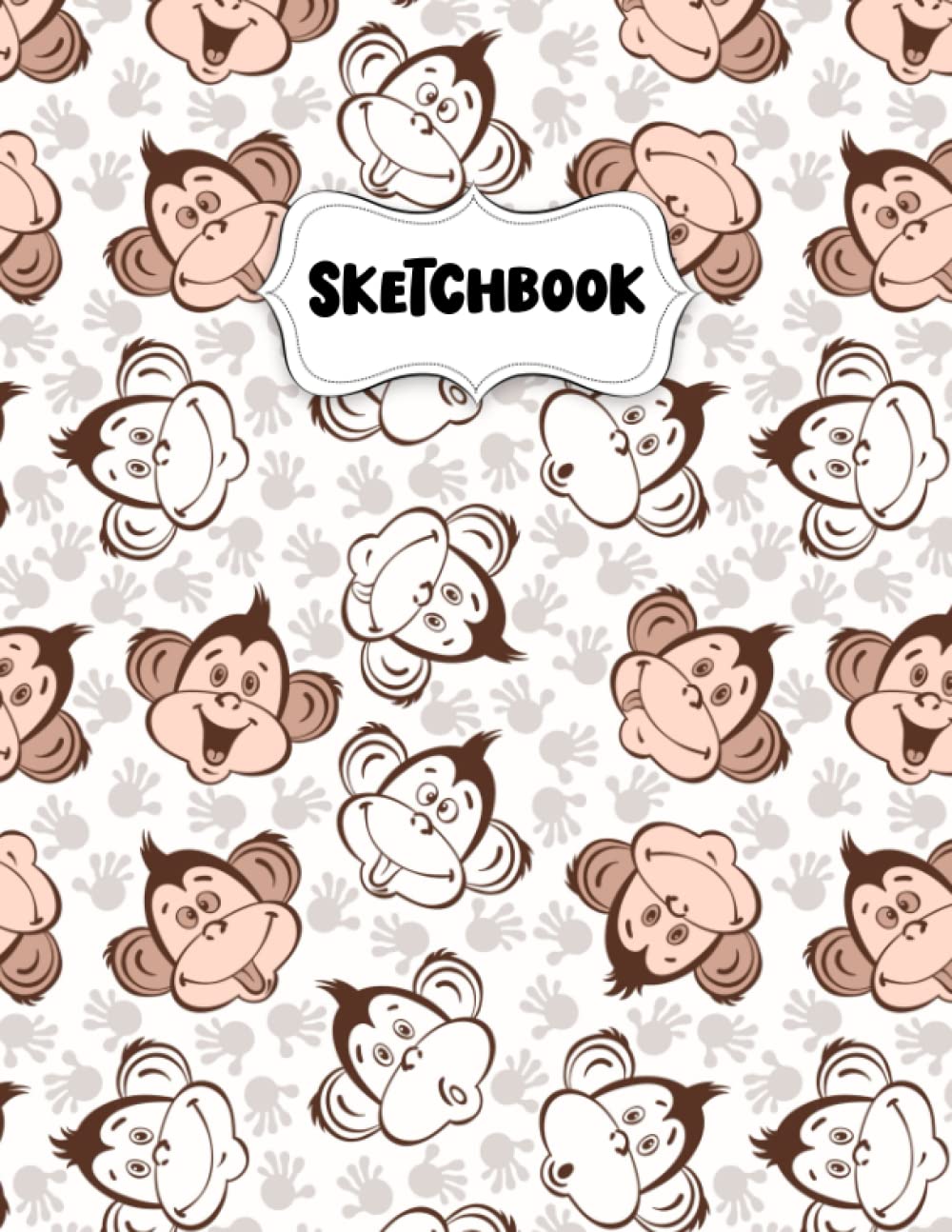 Sketchbook: Monkey Face Sketch Book for Drawing: Blank Sketch Pad for Drawing for Kids: Sketchpad for Drawing for Kids, Bleed Proof Art Sketch Book 8.5 x 11