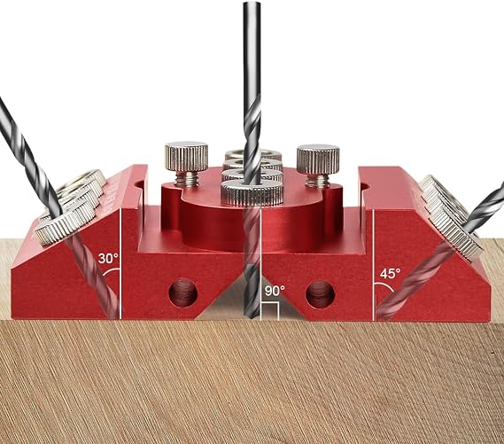 Toolcool 30 45 90 Degree Angle Drill Guide Jig for Straight Angled Holes with Detachable Drill Bushings And Positioning Bar