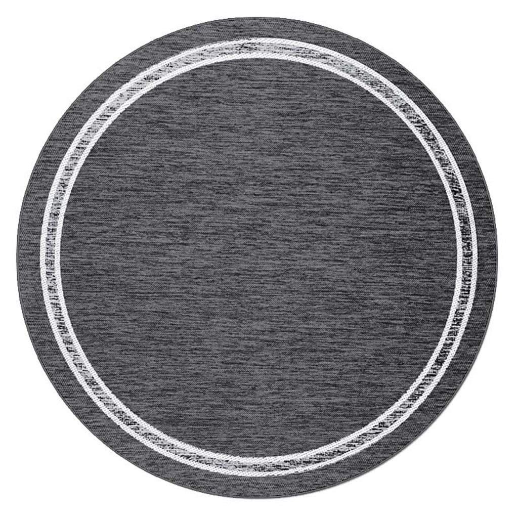 Tapis salon microfibre rond gris abstrait vintage moderne 100cm