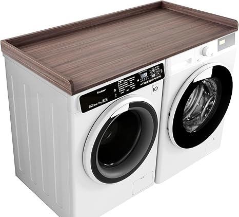 Kaboon Washer Dryer Countertop, Melamine Countertop with Edge Rails - 27.5" Depth x 54" Width Laundry Room Organization, Eucalyptus