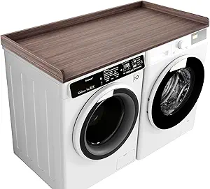 Kaboon Washer Dryer Countertop, Melamine Countertop with Edge Rails - 27.5" Depth x 54" Width Laundry Room Organization, Eucalyptus