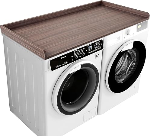 Kaboon Washer Dryer Countertop, Melamine Countertop with Edge Rails - 27.5" Depth x 54" Width Laundry Room Organization, Eucalyptus