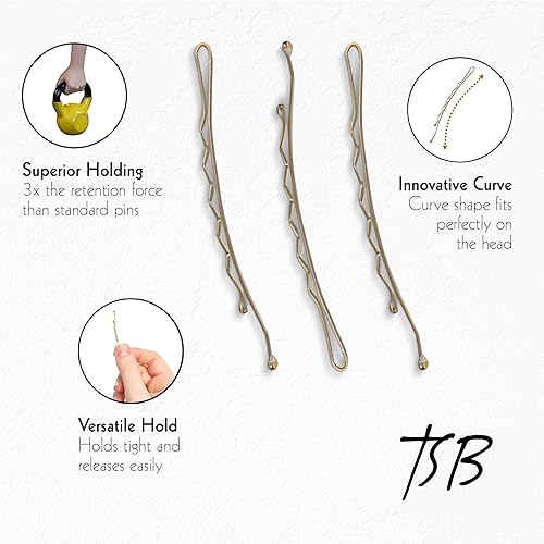 Miniatura 10 de TSB Maha No.4 - Juego de 50 alfileres curvados para un gran ajuste, retención 3X, agarre seguro para moños, cabello y más