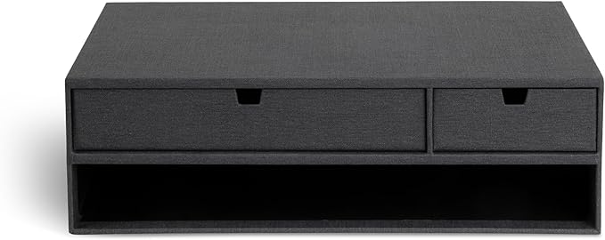 BIGSO TED Monitorständer – praktische Bildschirmerhöhung mit integrierten Schubladen und Kabelöffnung – Bürobedarf aus Faserplatte mit Papier – schwarz BIGSO TED Monitorständer – praktische Bildschirmerhöhung mit integrierten Schubladen und Kabelöffnung – Bürobedarf aus Faserplatte mit Papier – schwarz