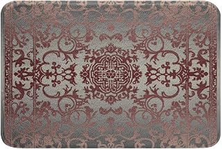 Erosebridal Coral Damask Outdoor Rug Gothic Bath Mat 16"x24",Victorian Bathroom Accessories Vintage Baroque Flowers Goth Outdoor Doormats Antique Medallion Floral Bohemian Decor,Grey