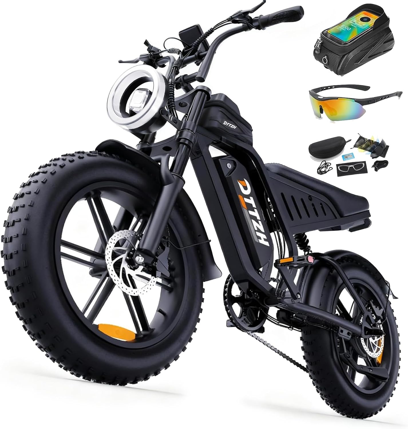 F6/F6S/F6PRO Electric Bike for Adults, 5000/2000/1500W, 50/40/33MPH, 60V 30Ah, 48V 15/25Ah, 20" Fat Tire
