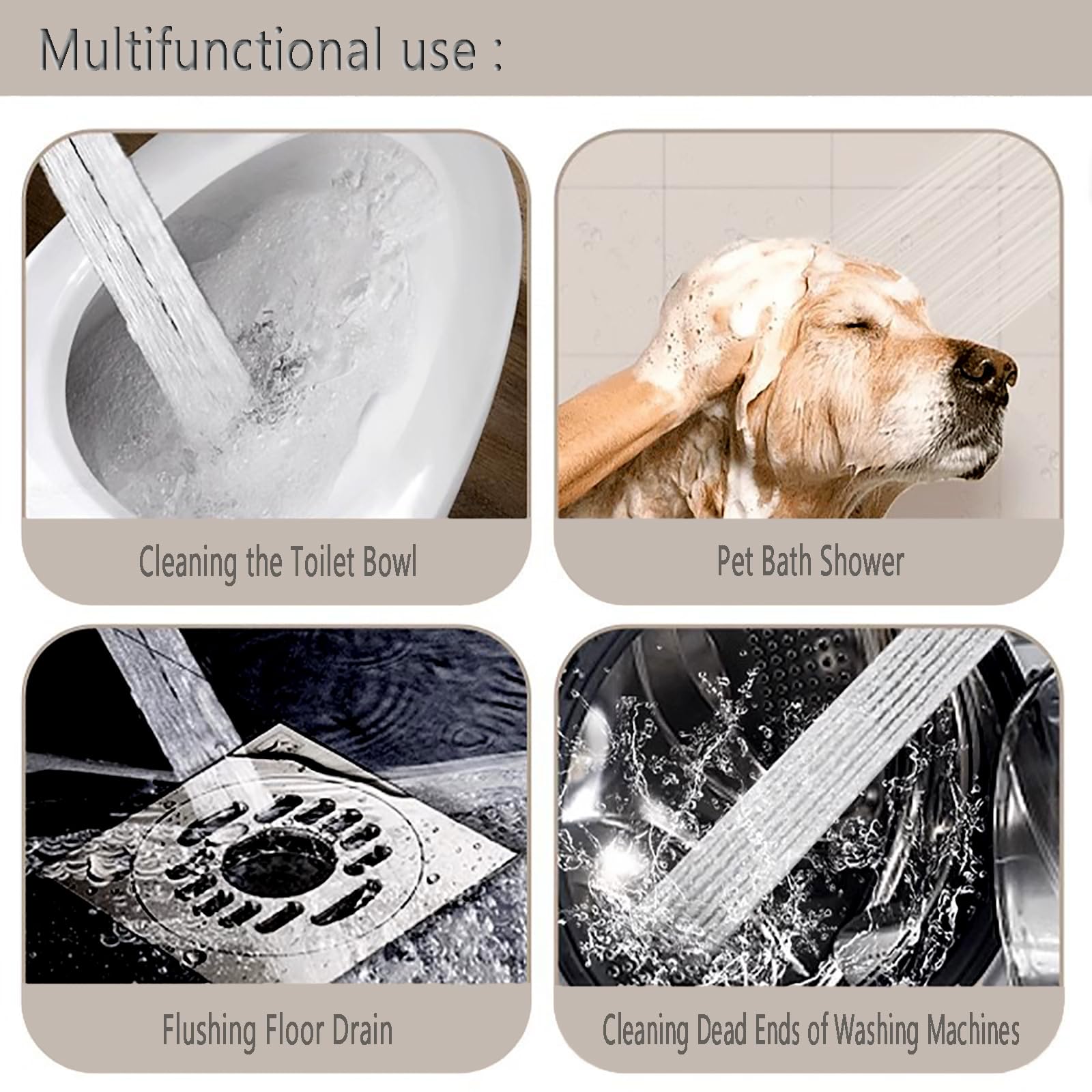 Grifo Bidet Para, Duchas Higienicas Para, Vide Portatil Para, Equipado Con 2 Metros De Manguera, Adecuado Para Duchas Musulmanas, Higiene Personal, Baño De Mascotas (Gris-01)