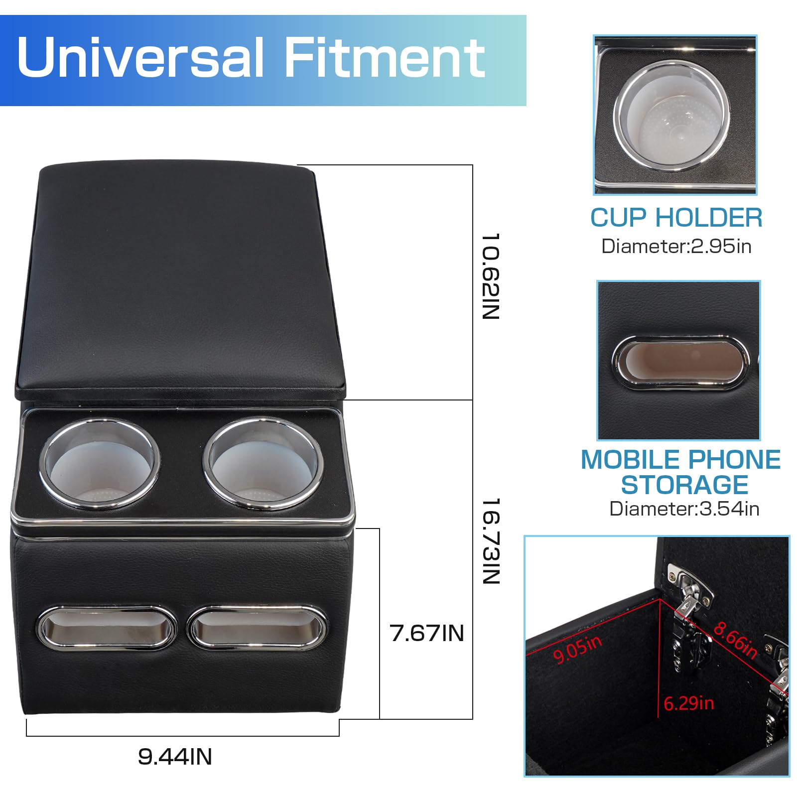Organizer per console per auto - Console per sedile da banco multifunzionale | Console per panca posteriore per auto, portabicchieri e telefono, organizer per sedili per camion con coperchio superiore