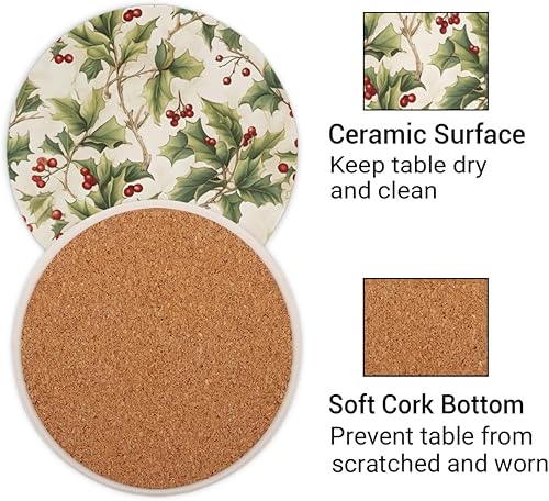 Miniatura 3 de Juego de 4 posavasos de calabaza de Acción de Gracias para bebidas, posavasos de cerámica absorbentes para otoño, posavasos redondos con base de