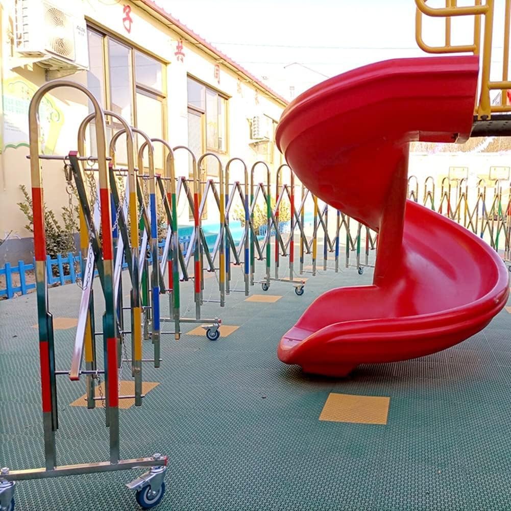 TIST Stainless Steel Retractable Safety Barrier Gate, Suitable for Garages, Schools and Shopping Malls(Red-Silver,1.1x2m)