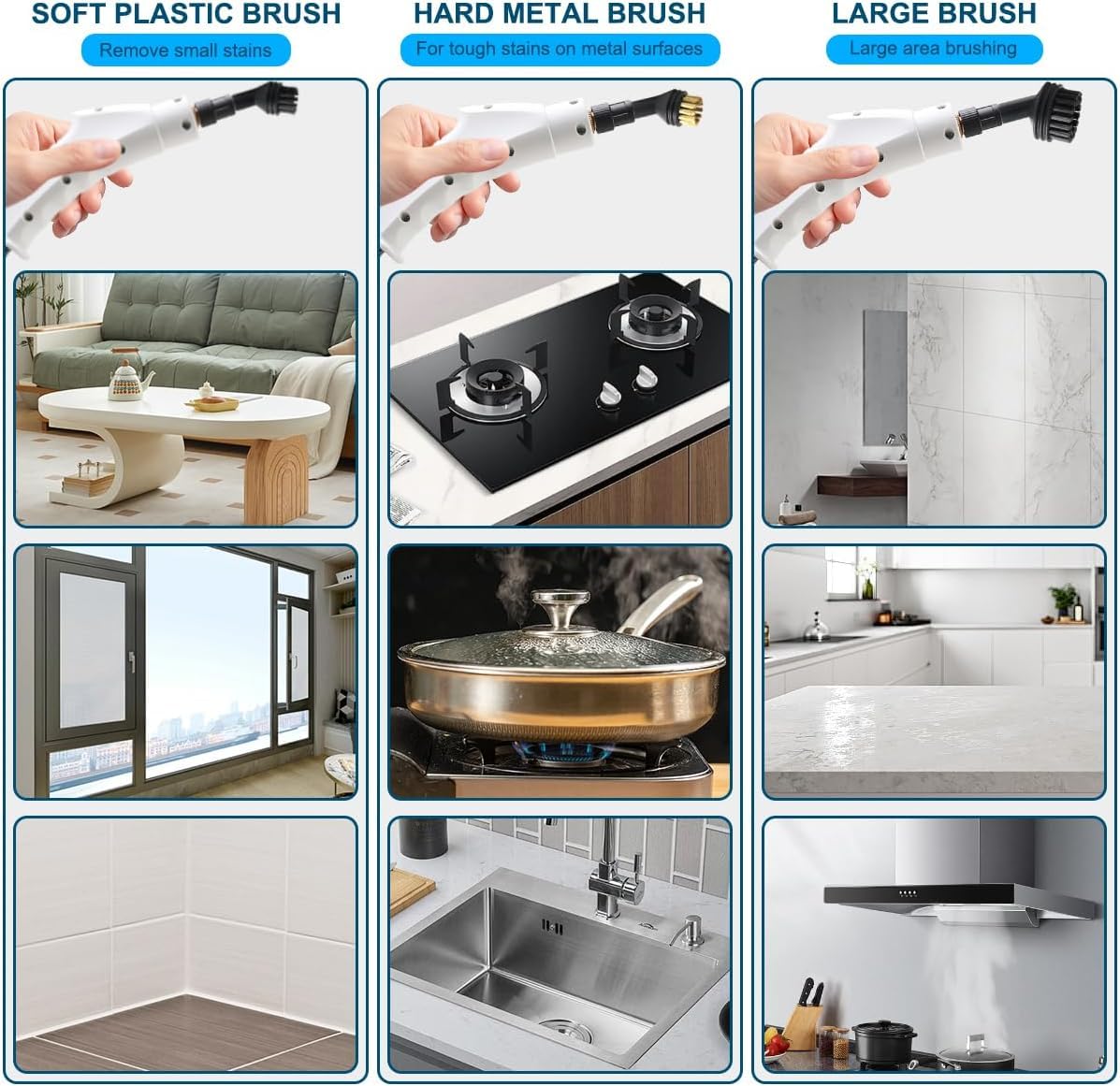 Vaporeta Limpieza Hogar 2500W, Limpiador a Vapor 1100ML, Temperatura 6 Velocidades Ajustables 5 Accesorios para Muebles de Cocina Baño Coche